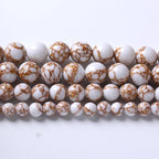 90pcs 4mm White Howlite Spun Gold Stone Beads for Jewelry Making Natural Stone Energy Healing Beads DIY Bracelet Necklace 15" (4mm, White Howlite Spun Gold Stone)