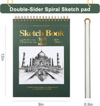 Ddaowanx 9" x 12" Sketch Book, 100 Sheets Spiral Bound Art Sketchbook, (68lb/100gsm) Acid Free Artist Drawing Pad Paper Painting Sketching Pad, Gifts for Kids Adults Beginners