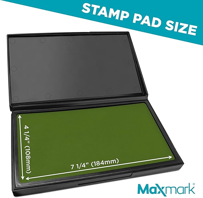 MaxMark Large Premium Olive Green Ink Stamp Pad - 4-1/4" by 7-1/4" - Premium Quality Felt Pad