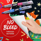 POMAC Dual Tip Acrylic Paint Markers Pens 12 Assorted Colors, Direct Liquid Acrylic Marker with Brush & Fine Tip, Water-Based Paint Marker for Fabric, Canvas, Rock, Glass, Wood, Crafts, Art Supplies