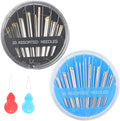 Eketirry 60pcs Premium Hand Sewing Needles，2 Pack 30-Count Assorted Needles for Sewing Repair, 6 Different Sizes Sewing Needles with 2 Threaders (Blue& Black,1)