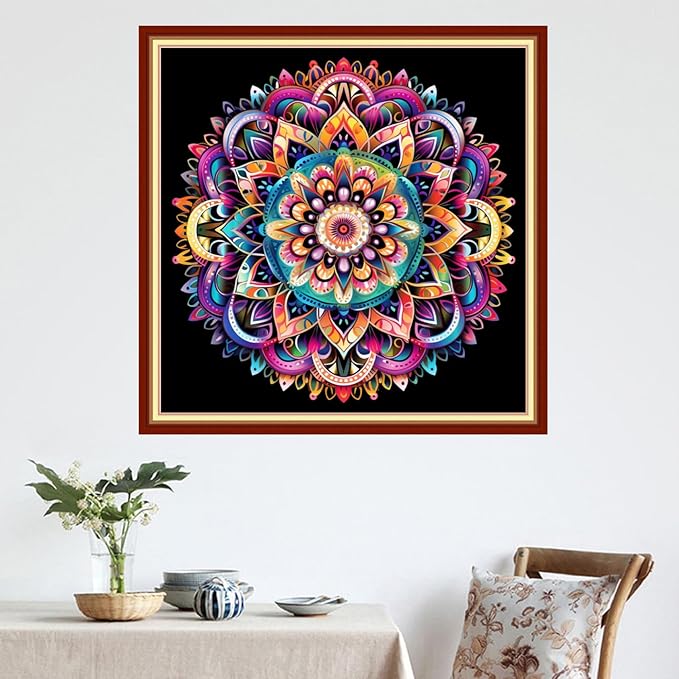 DMCVIVR Stamped Cross Stitch Kits for Adults Beginners Embroidery Kits 11CT Needlepoint Kits Cross Stitch Patterns Embroidery Patterns&Magic Mandala 18x18 inch