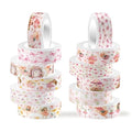 12 Rolls Fairy Washi Tape Set, Fairy Mushroom Butterfly Floral Decorative Tape, Pink Watercolor Masking Tapes for Scrapbooking Journaling Party Supplies, DIY Art Crafts, Gift Wrapping 16.4FT