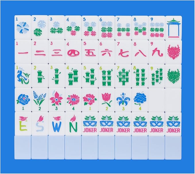 American Mahjong Tile Set with Carrying Bag and Accessories, 160 Acrylic Engraved Mahjong Tiles(Light Blue