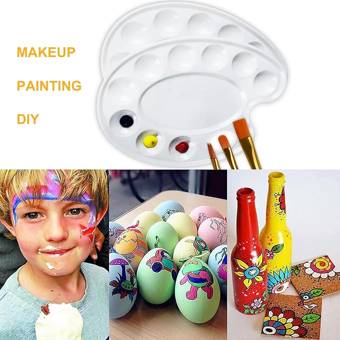 Hulameda Update 30pcs Paint Tray Palettes,Plastic Paint Tray Palette,Paint Palettes,Paint Pallets with 9 Wells for Adults & Kids, or Painting or DIY Craft Class,White