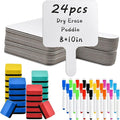 24 Pcs Dry Erase Answer Paddle, 10 x 8 Inch Auction Paddles with Markers and Erasers, Handheld White Board with Handle for Teaching Meeting Bidding Voting Games (Double Sided)