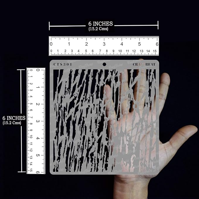 CrafTreat Reusable Wood Decor Stencils for Painting on Wood, Canvas, Paper, Fabric, Floor, Wall and Tile - Tree Bark - 6x6 Inches - DIY Art and Craft Stencils - Tree Bark Stencil