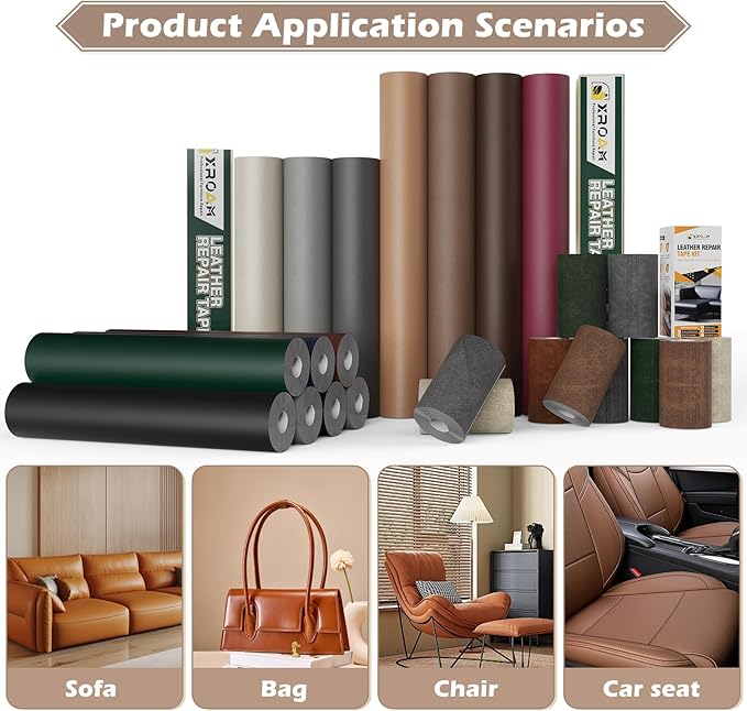Leather Repair Tape, 16x79 inch Leather Patches for Furniture, Self Adhesive Leather Repair Patch for Sofas, Couches, Leather Covers, Seats, Chairs, Vinyl Repair Tape Red-Fine Grain