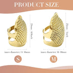 ZESION 4Pcs Sewing Thimbles, Adjustable Metal Thimbles for Hand Sewing Finger Protector, Quilting Craft Accessories for Knitting Needlework DIY Tools, Gold(2 Sizes, S/M)