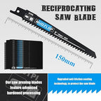 25Pack 6inch Reciprocating Saw Blades Set,6 TPI High Carbon Saw Blades,Woodcutting Saw Blades with Organizer Case (25, 6TPI/150mm)