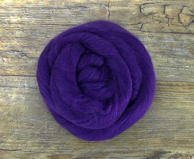 Revolution Fibers Merino Wool Combed Top | 1 lb Premium Wool Roving | 22 Micron, Best Merino Wool for Spinning, Tapestry, Needle Felting, Big Yarn Roving and Wall Hangings (Amethyst)
