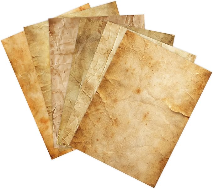100GSM Vintage Parchment Printer Paper Set - 48 Sheets Antique A4, 8.3 x 11.2 inches, Double-sided Aged Look for Writing, Crafting, Scrapbooking, Invitations, Certificates, Artistic Projects