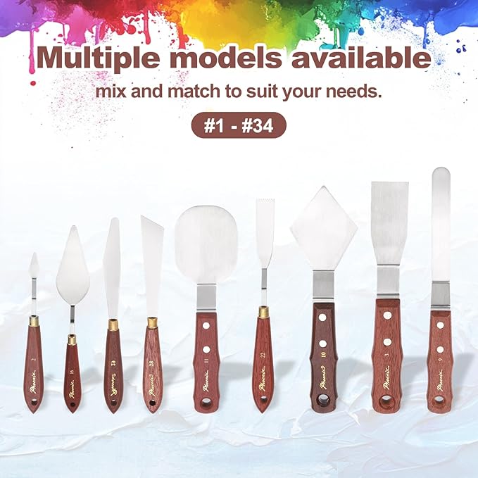 MECCANIXITY Pack of 1 Palette Knife No.2, 6.7" Long Palette Knives with Stainless Steel Flexible Spatula Pallet Knife and Wood Handle for Scraping, Mixing, Oil Acrylic Painting Canvas