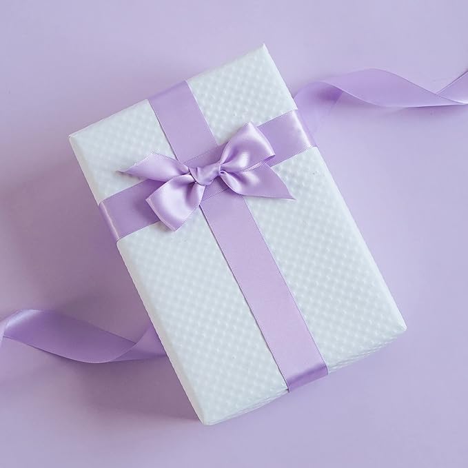HUIHUANG Light Purple Ribbon Lavender Satin Ribbon 50 Yards Double Face Silk Satin Ribbons for Easter Day Gift Basket Gift Wrapping Wreath Bows Making Wedding Floral Bouquet Invitation Decor
