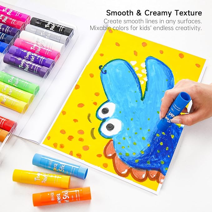 Shuttle Art Tempera Paint Sticks, 32 Colors Solid Tempera Paint for Kids, Super Quick Drying, No-Toxic, Works Great on Paper Wood Glass Ceramic Canvas