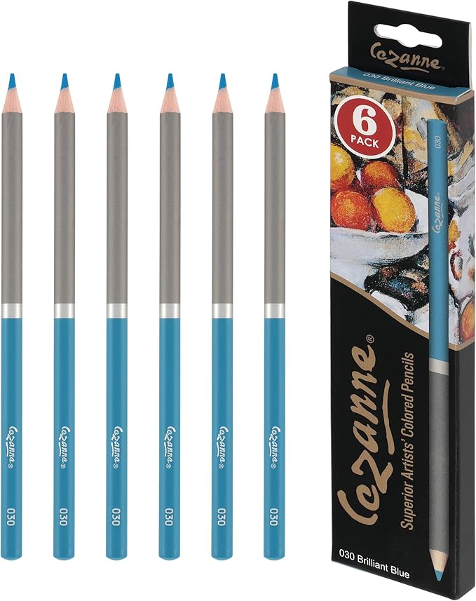 Creative Mark Cezanne Premium Colored Pencils Brilliant Blue 6 Pack - Highly-Pigmented Drawing Pencils - Coloring Pencils for Drawing, Blending, Coloring, and More