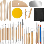 Amrules Clay Tools Kit, 31 PCS Pottery Tools, Practical Polymer Clay Sculpting Tools Kit, Air Dry Clay Tools Set for Beginner, Adults, Pottery Craft, Carving, Drawing, Molding, Modeling, Shaping