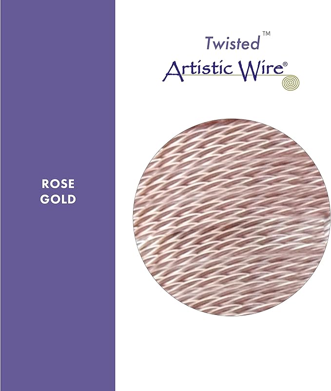 Artistic Wire, 20 Gauge / .81 mm Silver Plated Tarnish Resistant Colored Copper Craft Wire, Round Twist, Silver Plated Rose Gold Color, 3 yd / 2.7 m