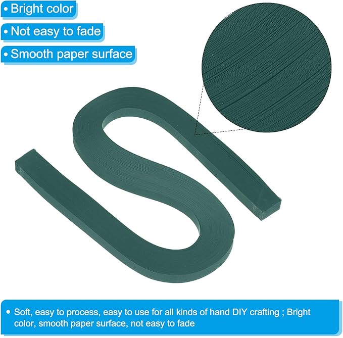 PATIKIL 360pcs Quilling Paper Strips Paper Flowers Quilling Kits 3/8"(10mm) Origami Paper for Adults Beginner Art Craft, 21"(54cm) Dark Blackish Green