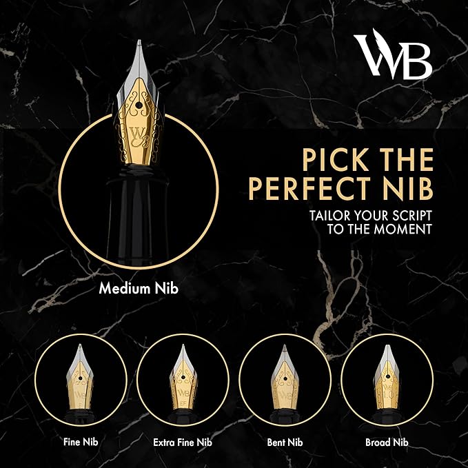 Wordsworth & Black Fountain Pen Set, Medium Nib, Includes 24 Ink Cartridges and Ink Refill Converter, Gift Case, Journaling, Calligraphy, Smooth Writing Pens [Hot Pink], Perfect for Men and Women