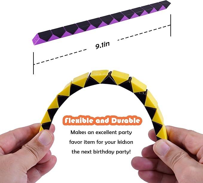 Ganowo 18 Pack Fidget Snake Cube Mini Twist Puzzle for Kids Stocking Stuffer, Birthday Party Favors, Goodie Bags Fillers, Classroom Rewards, Black