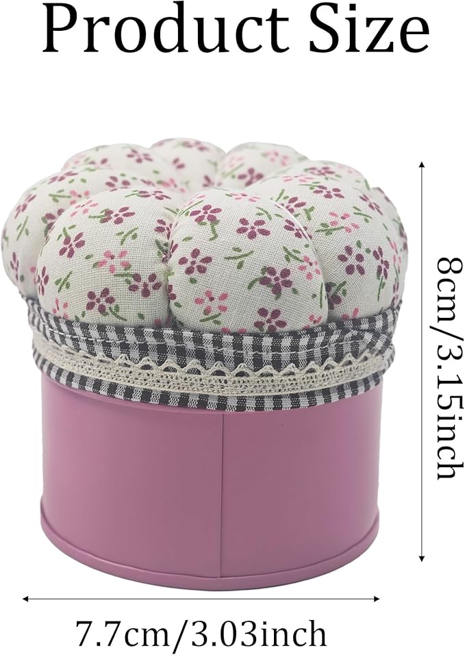 pson Pumpkin Shaped Pin Cushion with Storage Box, Cute Sewing Needle Holder for Quilting, DIY Crafts, Needlework, Sewing(Flowery)