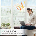 DOWELL Window Privacy Film Frosted Glass Window Film, Sun Blocking Non-Adhesive Glass Cling, Decorative Door Sticker, Self Static-Cling Tint Covering for Home Office, Cross Pattern 17.5" x 118.1"