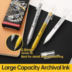 0.8mm Gold Gel Pens 3-Pack – Extra Fine Point Opaque Ink for Black Paper Drawing, Sketching, Bullet Journaling & Holiday Card Design