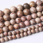 48PCS 8MM Natural Flowery Cowry Fossil Stone Beads Energy Healing Beads for DIY Jewelry Bracelet Necklace Making for Jewelry Making15Inch