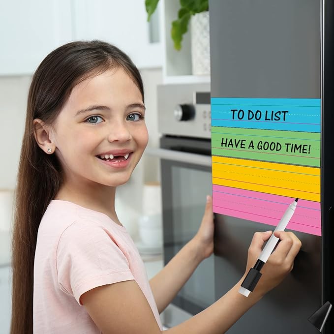 Faccito 12 Pieces Large Magnetic Sentence Strips 3 x 36 inch Dry Erase Sentence Strips Jumbo Multicolor Magnetic Handwriting Paper with Lines for Teacher Whiteboard Classroom School Supplies