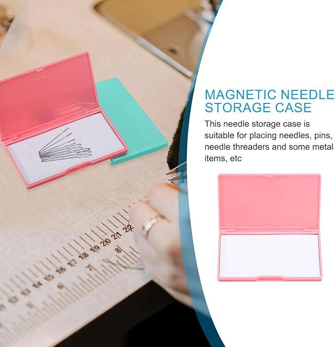 PATIKIL Magnetic Needle Storage Case, Plastic Portable Sewing Pin Keeper Needle Organizer Box Container for Embroidery Knitting Stitching, Pink