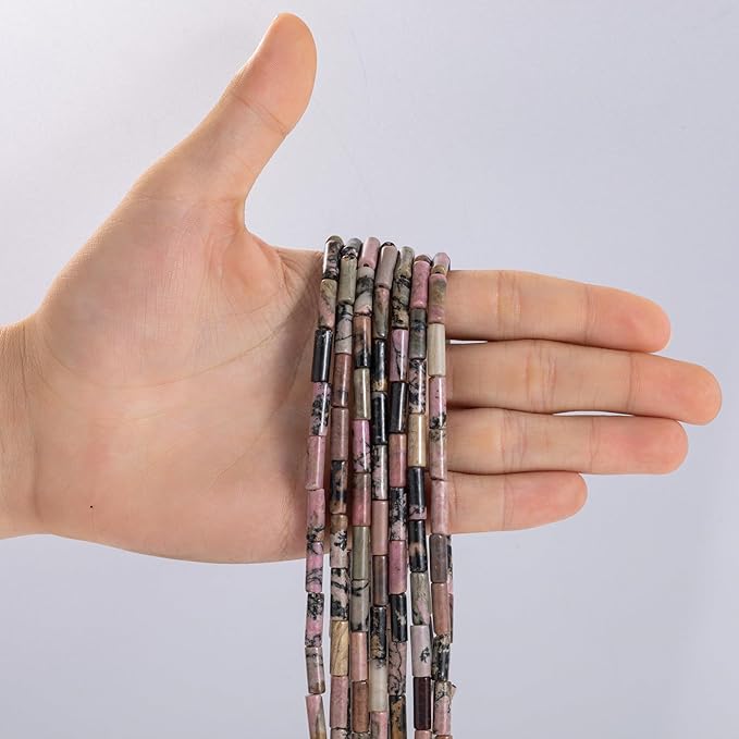 Natural Rhodochrosite Cylinder Tube Beads 4x13mm 38cm/str Loose Semi Gemstone Stone Beads for Making Bracelets Necklace Earrings