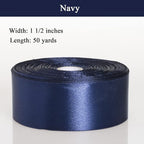 1 1/2 Inch Navy Solid Satin Ribbon, 50 Yards Craft Fabric Ribbon for Gift Wrapping Floral Bouquets Wedding Party Decoration