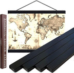 DACRI HOME 44" Magnetic Poster Hanger Frame - Sturdy Teak Wood Poster Frame 44x18 44x24 44x36, Strong Magnets for Easy Hanging Map Picture Print Scroll Wall Art (44 Inch, Black)