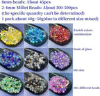 Assorted Glass Resin Beads Multi Size Colors Smooth Cracked Gravel Millet Spacer Beads for Bracelets Necklace Earring DIY Jewelry Making Craft(Xizi Green Series)