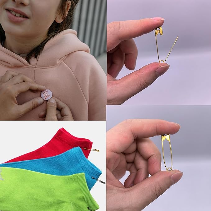Safety Pins, 600PCS-1.5Inch Small Safety Pins, Rust-Resistant Nickel Plated Steel, Sharp Edge Safety Pin for Clothes, Sewing, Arts & Craft, 38mm Decorative Safety Pins (Gold), UR-28