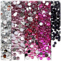 The Crafts Outlet 5-PK Set (7,200-Piece), Round 3mm Rhinestones, Flatback, Pink Tones