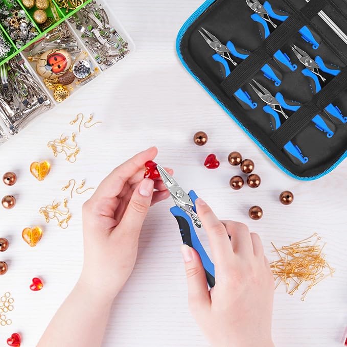 Toolour Jewelry Pliers Set Jeweler Making Tools Kit,Mini Craft Pliers Tool for Adults Beginner,Jewelry Making Supplies DIY Beading Hobby Crafting Wrapping Crimping Cutting Repair