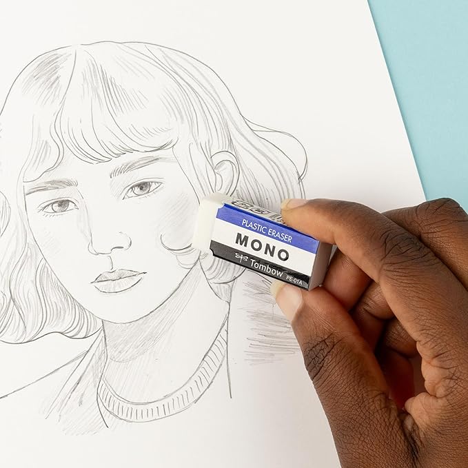 Tombow 57321 MONO Eraser, White, Small, 5-Pack. Cleanly Removes Marks Without Damaging Paper