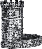 Castle DND Dice Tower, Wall Carving Dice Rolling Tower for Role Playing Game | Easy Roller Perfect for Board Game, D&D and RPG (Ancient Silver)