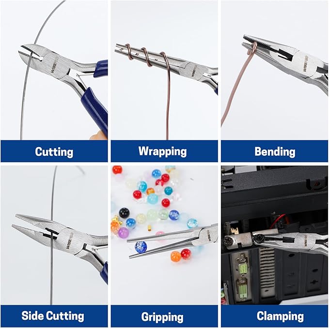 3 PCS Mini Pliers Set, Jewelry Pliers Kit with Needle Nose, Diagonal and Long Nose, Small Plier Tool for Jewelry Making, DIY Crafts, Beading and Electronic Repair