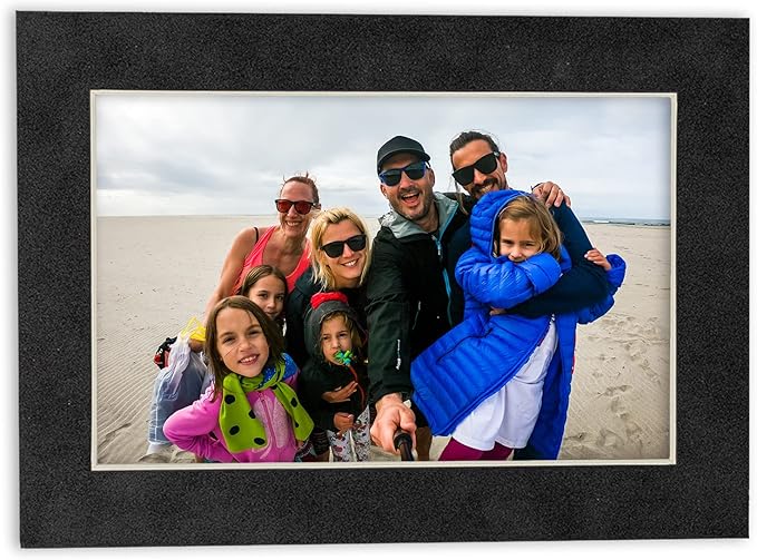 Poster Palooza 8.5x11 Mat Bevel Cut for 7x9 Photos - Acid Free Dark Grey Suede Precut Matboard - For Pictures, Photos, Framing - 4-ply Thickness