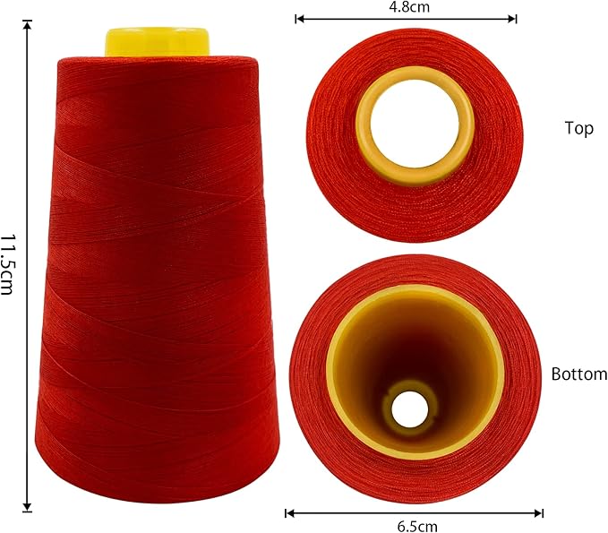 Tortoise 4 Cones of 3000 Yards Each Spool Thread for All Purpose, Quilting, Serger, Overlock Sewing Machines - 100% Polyester - 40S/2 Red