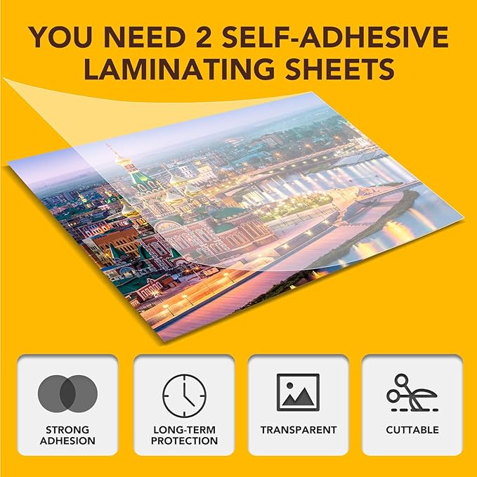 80 PCS Self-Adhesive Laminating Sheets, 9 x 12 Inches Clear Laminating Sheets No Machine Needed Self Sealing Laminate Sheets