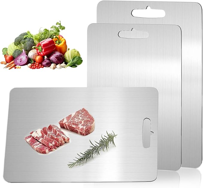 Titanium Cutting Boards for Kitchen,Katuchef Titanium Cutting Board,Non toxic Doubld-Side Available Chopping Boards, Easy to Clean and Store(2PCS-M+L)