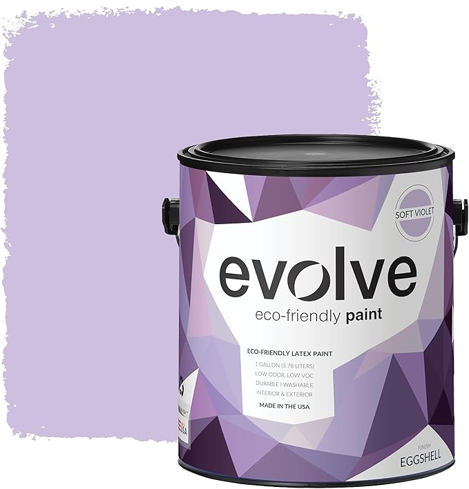 EVOLVE Paint & Primer: Environment-friendly, Low Sheen with One-coat Coverage for Interior & Exterior surfaces (Soft Violet, 1-Gallon)