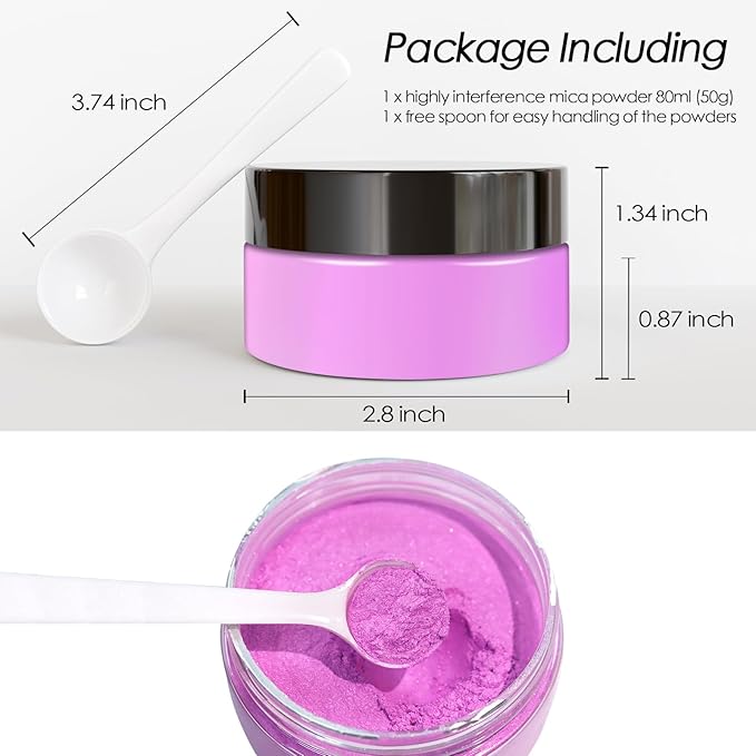 Ceya Highly Interference Mica Powder, 1.8oz/ 50g Orchid Violet Chrome Nail Powder, Cosmetic Grade Pearlescent Effect Color Shift Pigment for Epoxy Resin, Makeup, Nail Art, Soap, Candle, Slime, Paint