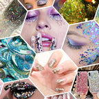 Laser Black Chunky & Fine Iridescent Glitter Mix, 160G/5.64OZ - Cosmetic Glitter for Nail, Hair, Makeup, Body & Tumbler - Bulk