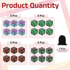 uxcell 24Pcs Magic Dice Counters, Acrylic D6 Life Token Dice Set with Pouch for Standard Cards Gaming Accessories, Red & Black, Green & Black, Green & Purple, Blue & Purple