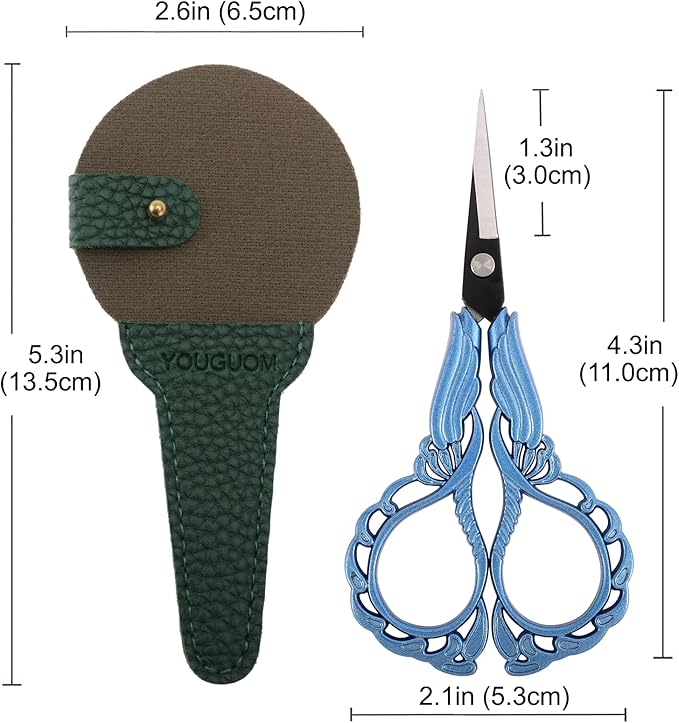 Precision Detail Scissors, Mini Sewing Embroidery Scissor with Cover for Crafts Artwork Needlepoint Cross Stitch Paper Cutting Thread Snips Blue